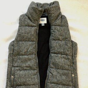 Old Navy Gray Puffer Vest Tweed S